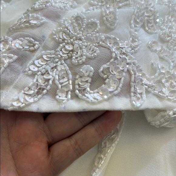 Lulus Momentous Love White Beaded Bustier Mesh Mermaid Maxi Dress Size Large - Picture 12 of 16